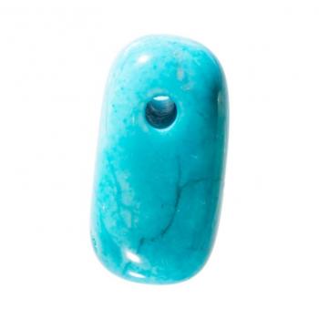 Magnesit Trommelstein (blau) gefärbt, gebohrt