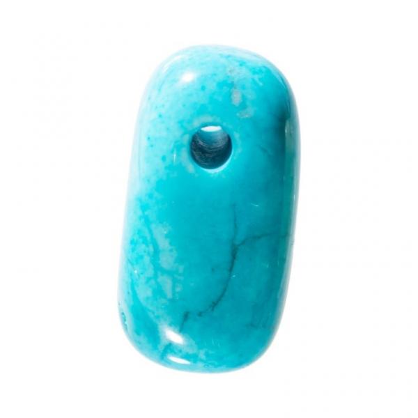 Magnesit Trommelstein (blau) gefärbt, gebohrt