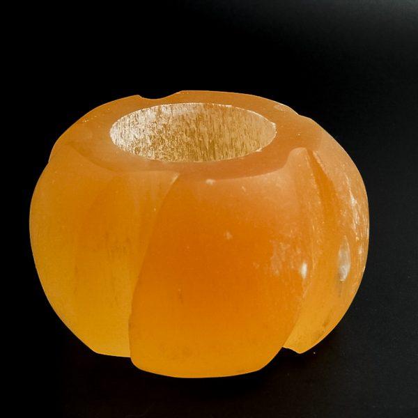 Selenit Teelicht Orange 8cm Durchmesser, 5cm Höhe
