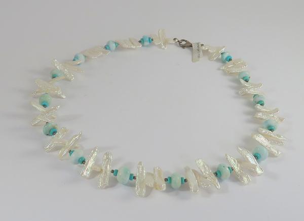 Perle / Larimar Kette